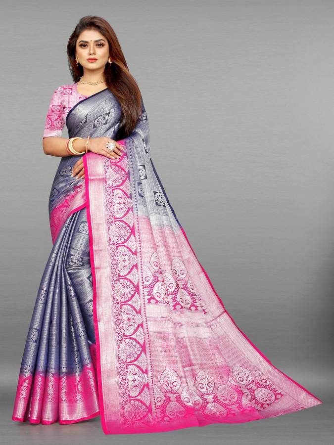 Woven Kanjivaram Jacquard, Art Silk Saree Price in India