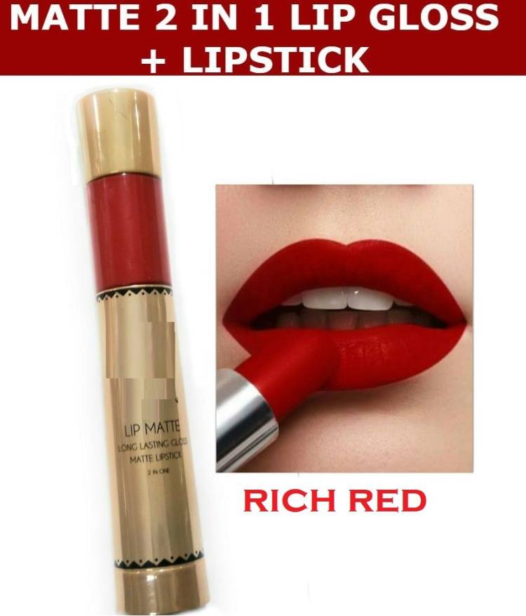 FEGURO Matte Lip Gloss & Lipstick 2 in 1 (Red) color Price in India