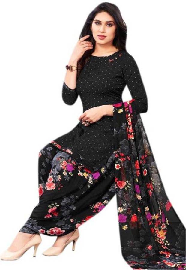Crepe Floral Print Salwar Suit Material Price in India