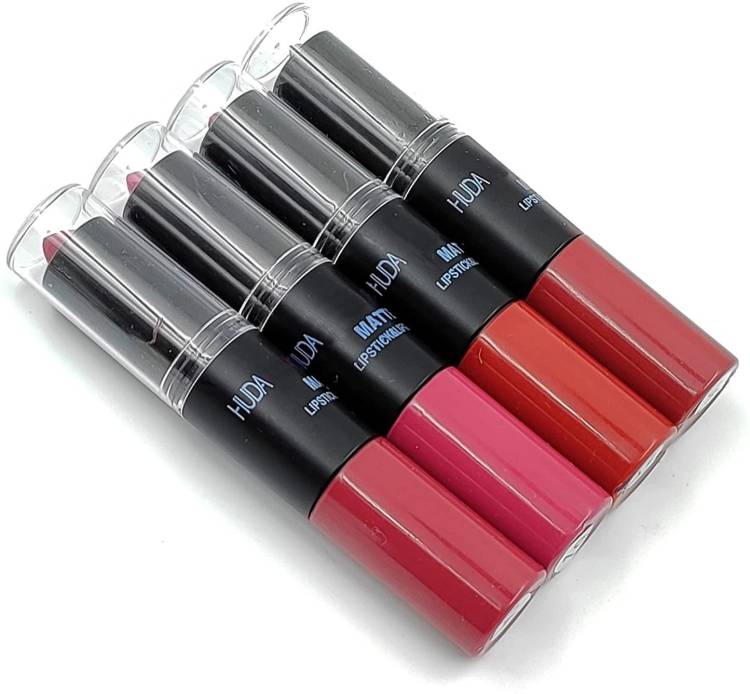 HUDA CRUSH BEAUTY PROFESSIONAL Swiss Edition Lipstick Combo Set, Pack of 4 Matte Finish 2in1 Crayon Liquid Lipsticks Price in India