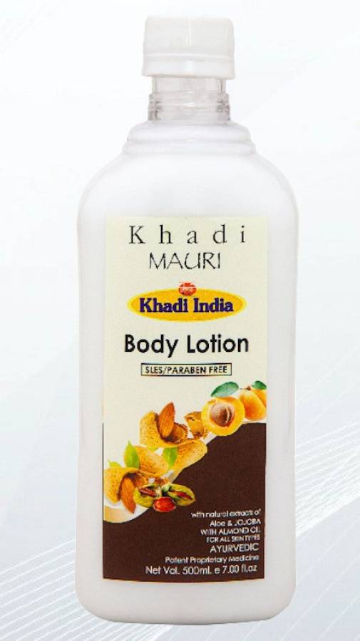 Khadi Mauri Herbal Body Lotion For Deep Skin Nourishment | Enriched With Apricot & Almond Oil | 500 Ml Price in India