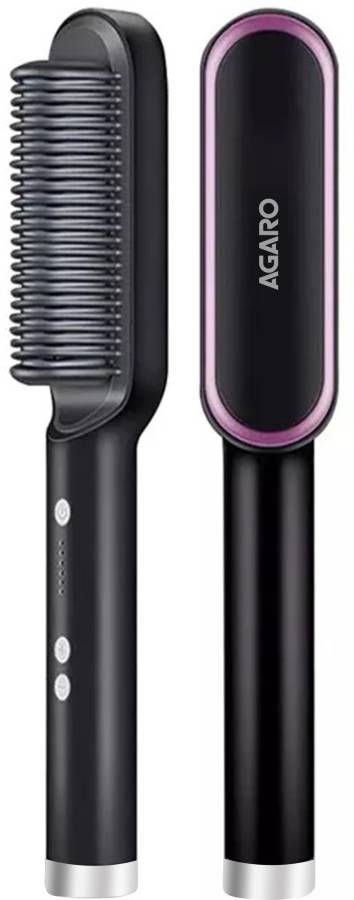 AGARO HSB2107 Hair Straightening Comb, Fast Heating, Ionic Technology, 5 Heat Settings, Black Hair Straightener Brush Price in India