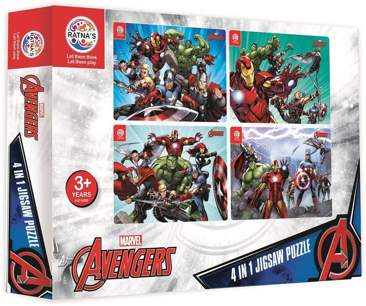 RATNA'S Marvel Avengers Team 4in1 Jigsaw puzzle for Kids (140 Pieces) (2514)