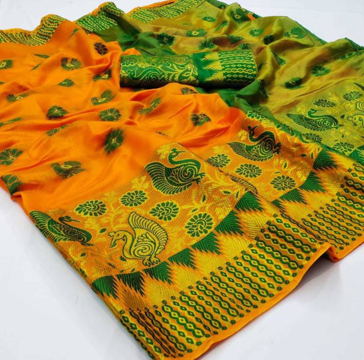 Self Design, Woven Banarasi Cotton Silk, Jacquard Saree Price in India