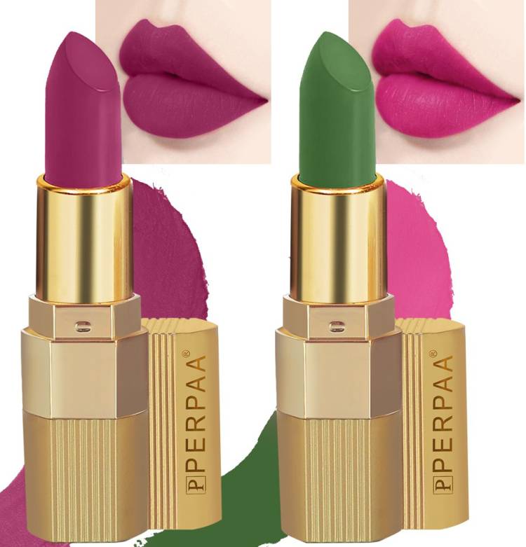 Perpaa Xpression Weightless Matte Waterproof Lipstick Enriched with Vitamin E One Stroke Application -Combo of 2 (5-8 Hrs Stay) Price in India