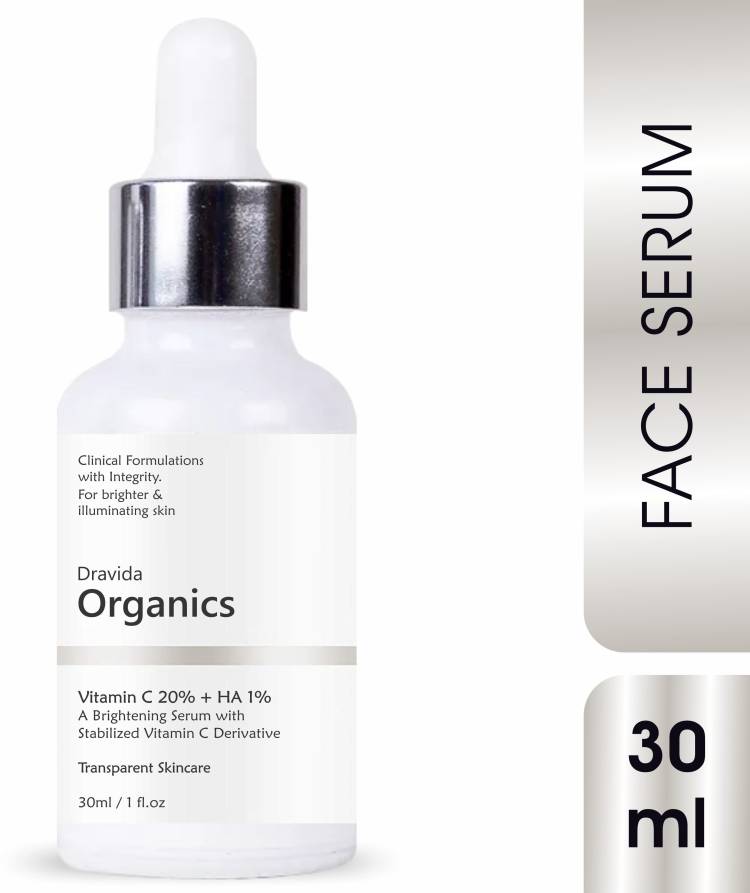 Dravida Organics Vitamin C Serum for Face with Hyaluronic Acid for Anti Ageing, Anti Acne & Skin Brightening Price in India