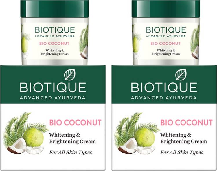 BIOTIQUE Bio Coconut Whitening and Brightening Cream for All Skin Types, 50g (Pack of 2) Price in India