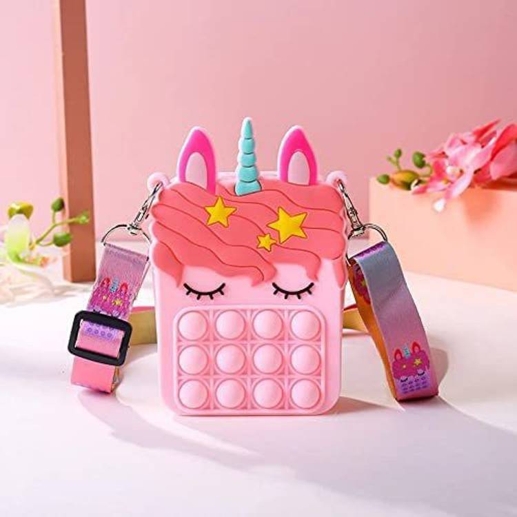 Neel Pop It Bag Unicorn Shape Sling Bag Crossbody Bag for Kids, Pop It Bag for Girls, Pop It Fidget Toy Shoulder Bag, Fidget Purse for Kids Stress Relief Toys, (Multicolor, Pack of 1)