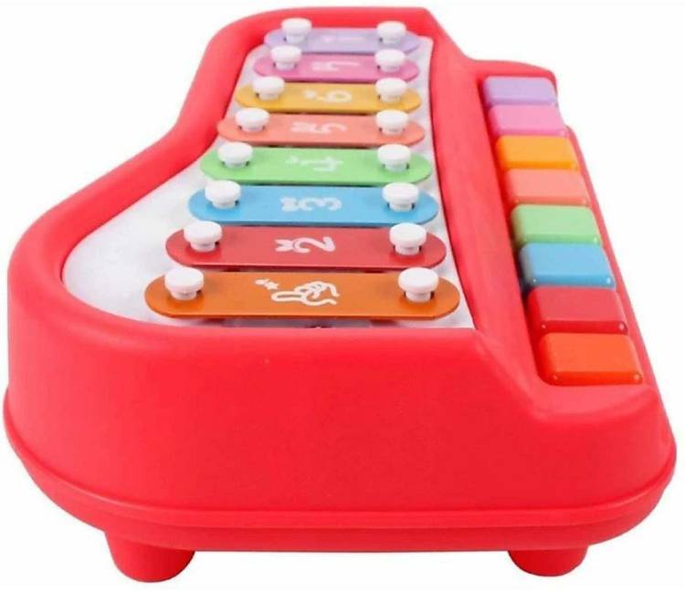 Toyporium 2 in 1 Musical Melody & Educational Piano Xylophone Musical Instruments with 8 keys (RED)