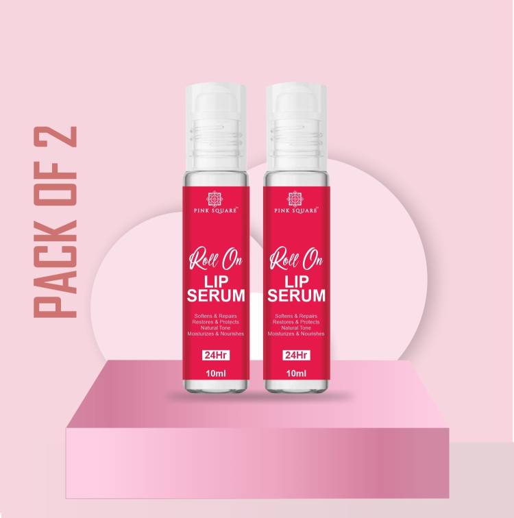 Pink Square Lip Serum Roll On, - Advanced Brightening Therapy for Soft, Moisturised Lips With Glossy & Shine- Combo Pack Of 2 10ml (20ml) Price in India