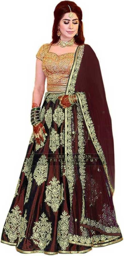 Embroidered Semi Stitched Lehenga Choli Price in India