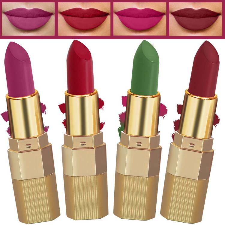 FORFOR Xpression Matte Lipstick Highly Pigmented, Creamy Texture, Long Lasting Matte Finish - Combo of 4 (5-8 hrs stay) Price in India