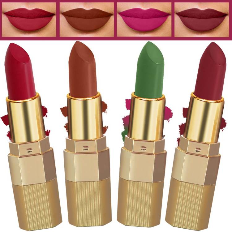 FORFOR Xpression Matte Lipstick Highly Pigmented, Creamy Texture, Long Lasting Matte Finish - Combo of 4 (5-8 hrs stay) Price in India