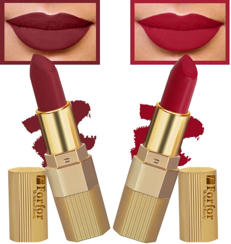 FORFOR Xpression Matte Lipstick Highly Pigmented, Creamy Texture, Long Lasting Matte Finish - Combo of 2 (5-8 hrs stay) Price in India