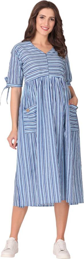 Women A-line Blue Dress Price in India