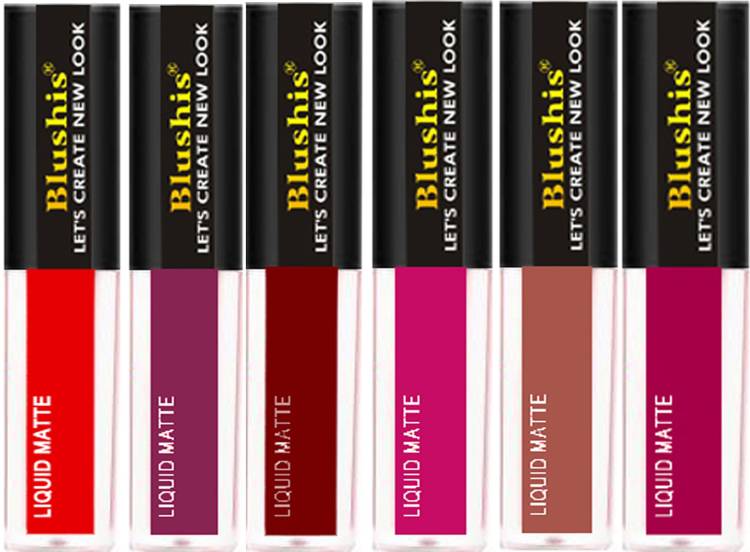 BLUSHIS Smudge proof Waterproof Long lasting Liquid matte Lipstick COMBO of 6 trending shades lipstick 24 Price in India