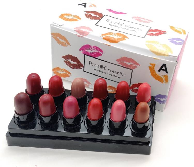 RONZILLE Mini Bullet Lipstick Set of 12 Shade A Price in India