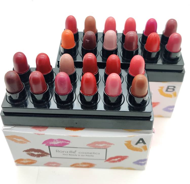 RONZILLE Pocket Mini Bullet Lipstick Set of 24 Shade A,B Price in India