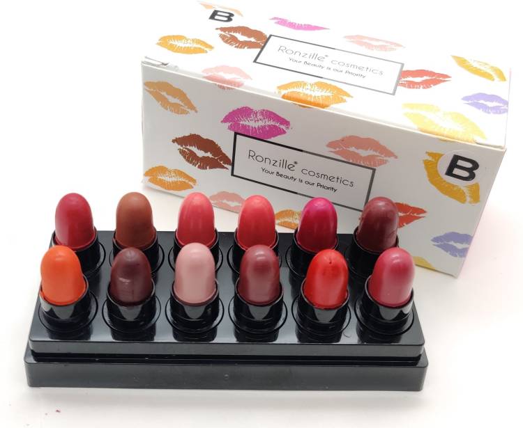 RONZILLE Pocket Mini Bullet Lipstick Set of 12 Shade B Price in India