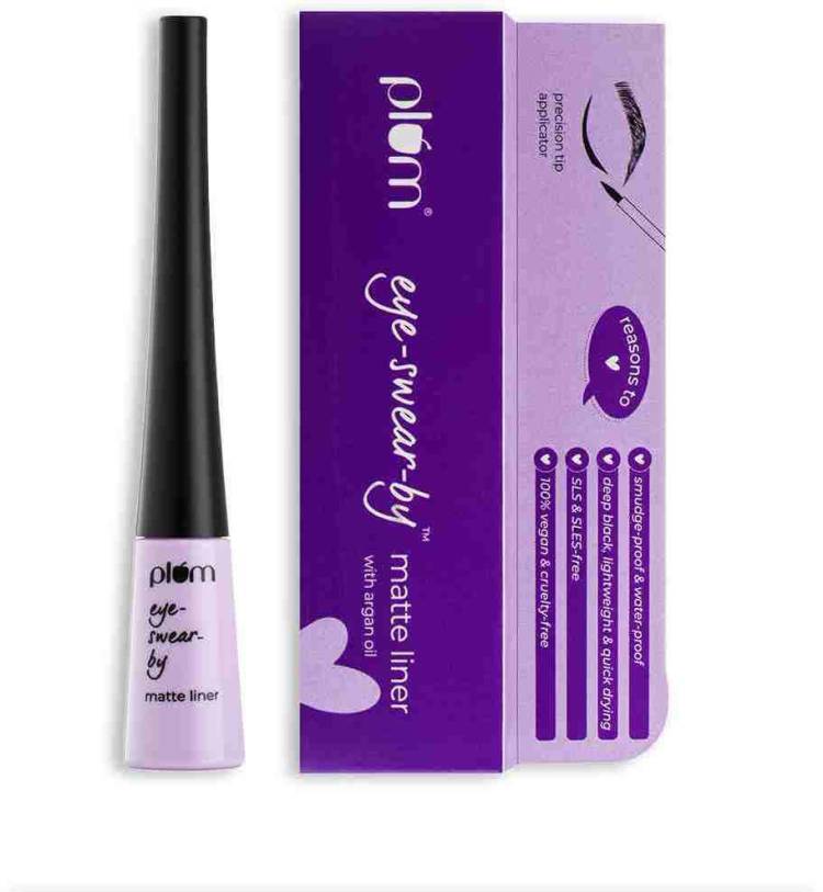 Plum Eye-Swear-By Matte Liner | Water-Proof | Quick Drying | 100% Vegan & Cruelty Free | Black | 3 ml Price in India