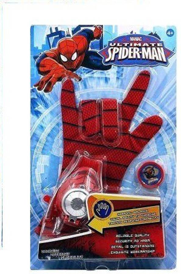 Yashvi toys Spiderman Gloves with Disc Launcher web shooter spiderman Action Figure Super Hero Disc Launcher Single Hand glove Toy Set spider-man disk launcher Character Toys (Red)