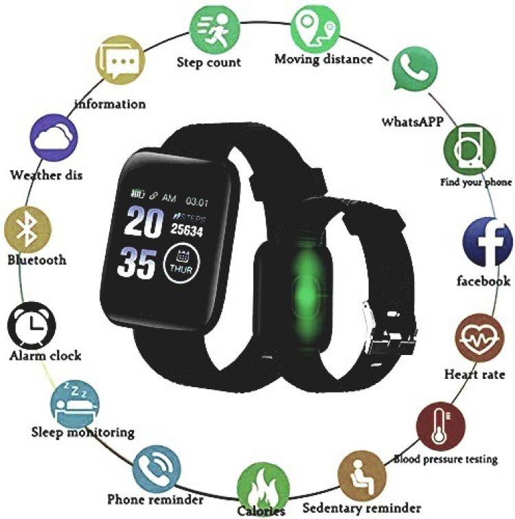 Bymaya ID116plus step guage sports smartband Smartwatch Price in India