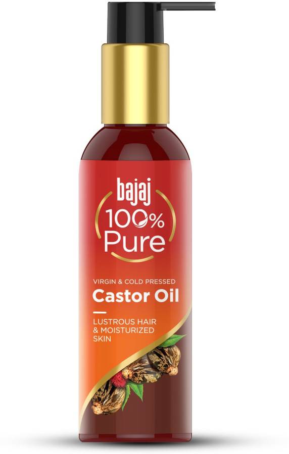 Bajaj 100% Pure Castor Oil - Virgin & Cold Pressed Oil for Lustrous Shiny Hair & Moisturized Skin Hair Oil Price in India