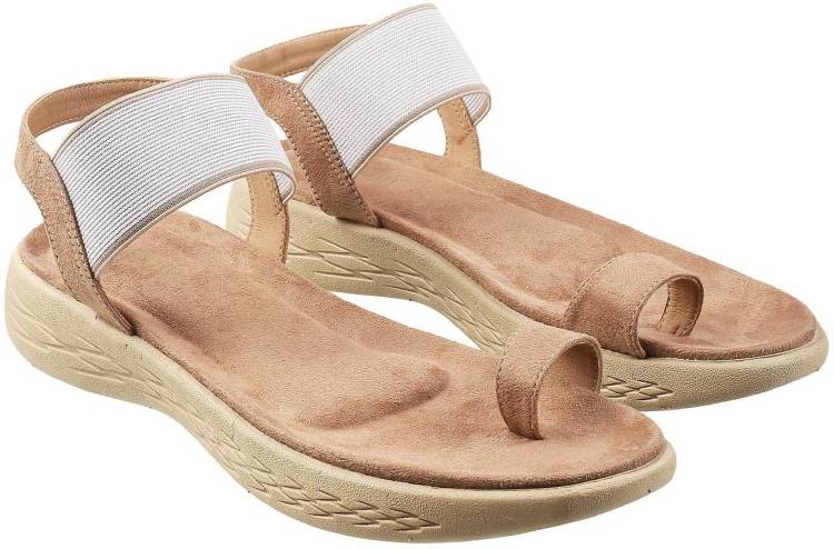 Women Beige, Pink Flats Sandal Price in India