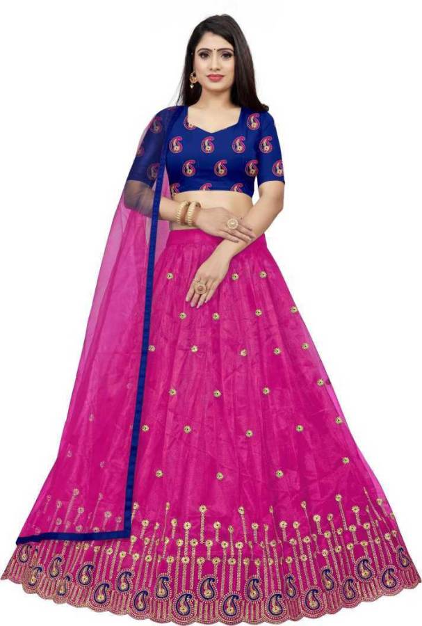 Embroidered Semi Stitched Lehenga Choli Price in India