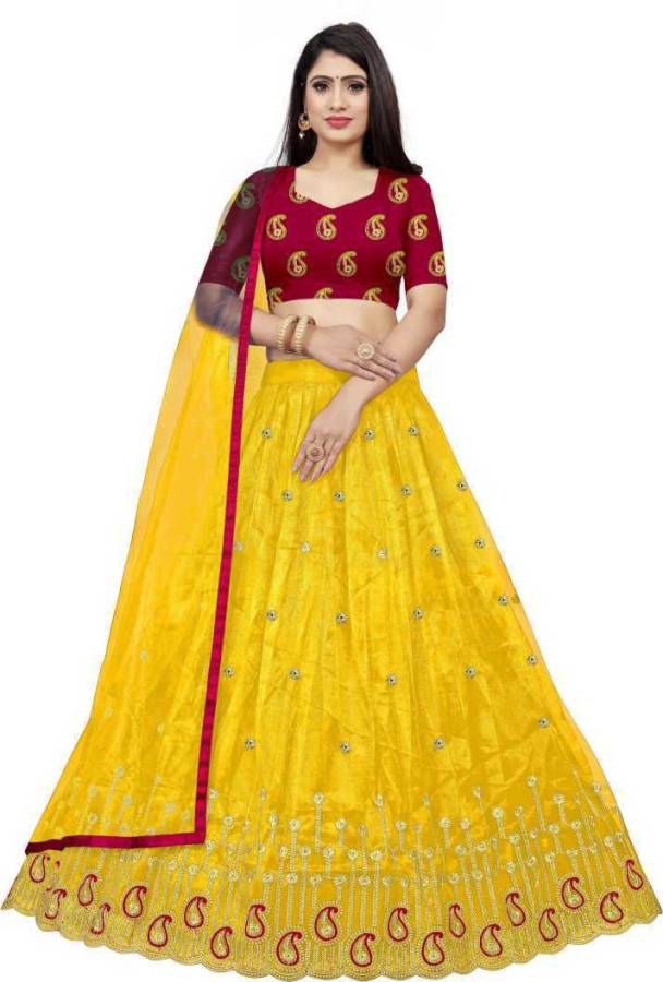 Embroidered Semi Stitched Lehenga Choli Price in India