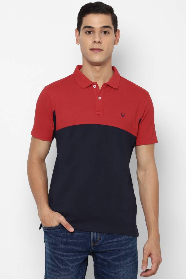 Solid Men Polo Neck Red T-Shirt Price in India