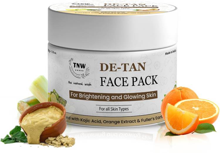 TNW - The Natural Wash De-Tan Face Pack for Brightening and Glowing Skin | For All Skin Types | Infused with Kojic Acid, Orange Extract & Fuller’s Earth Price in India