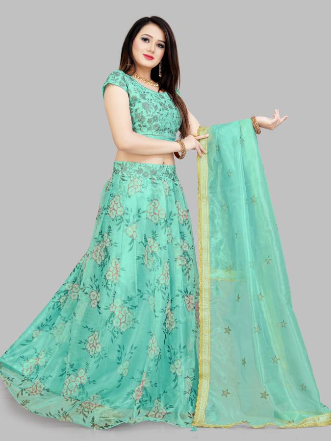 Color Block Semi Stitched Lehenga with Jacket Price in India