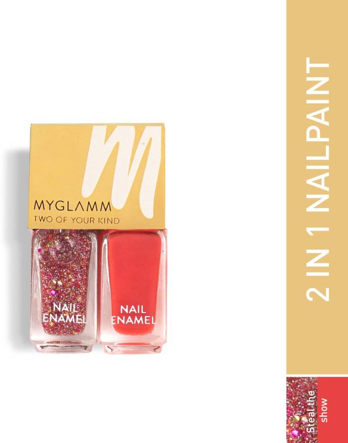 MyGlamm Two Of Your Kind Nail Enamel Duo Glitter Collection Steal The Show Price in India