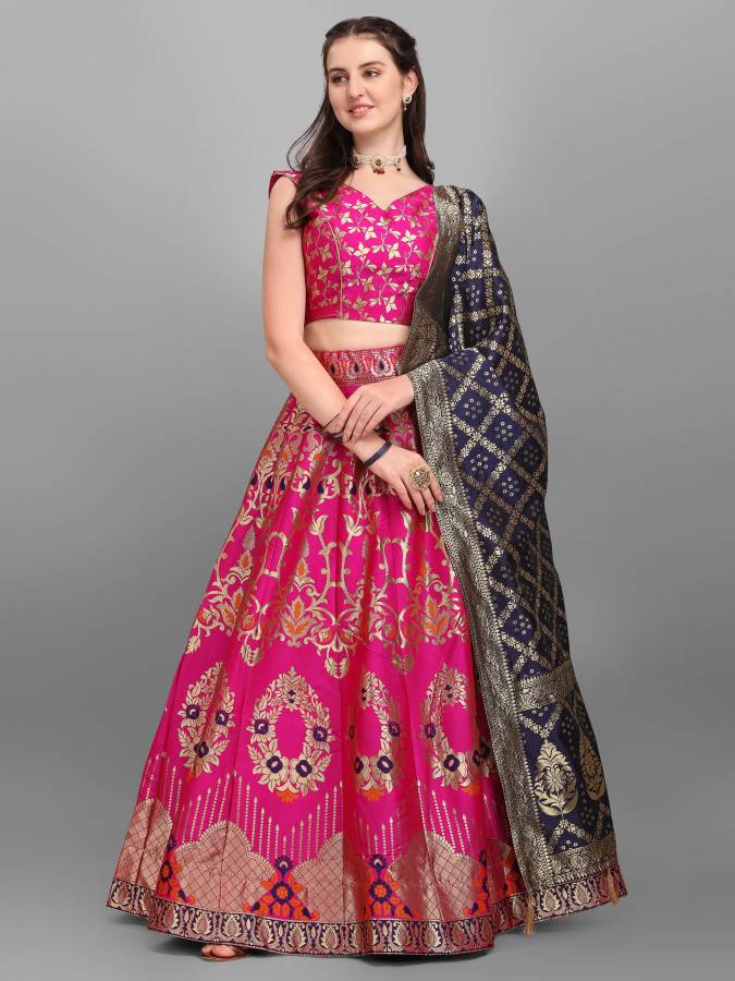 Solid Semi Stitched Lehenga Choli Price in India