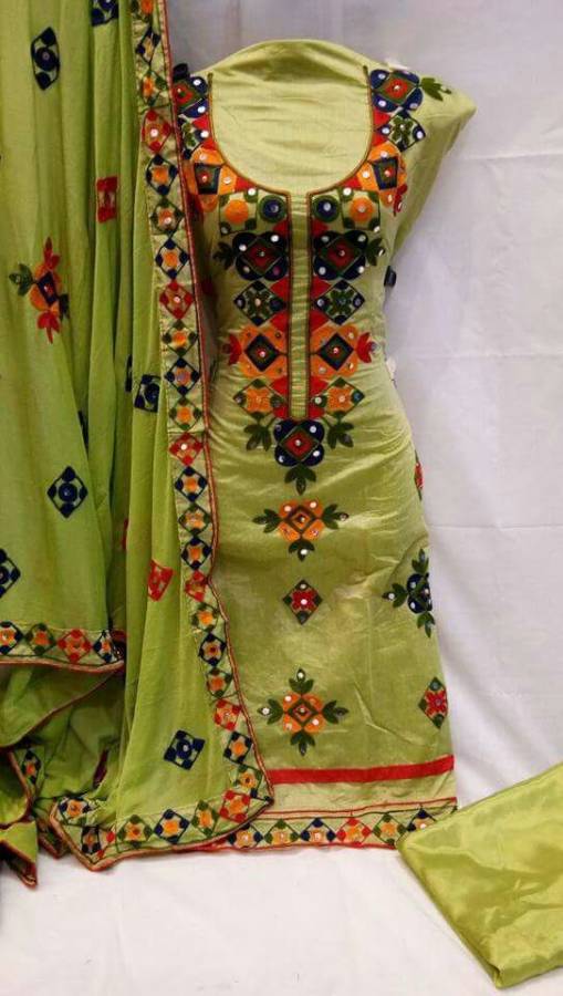 Unstitched Chanderi Salwar Suit Material Embroidered Price in India