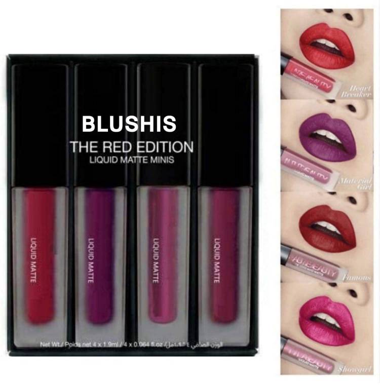 BLUSHIS Insta Beauty Matte Liquid Lipstick Combo of 4 Price in India