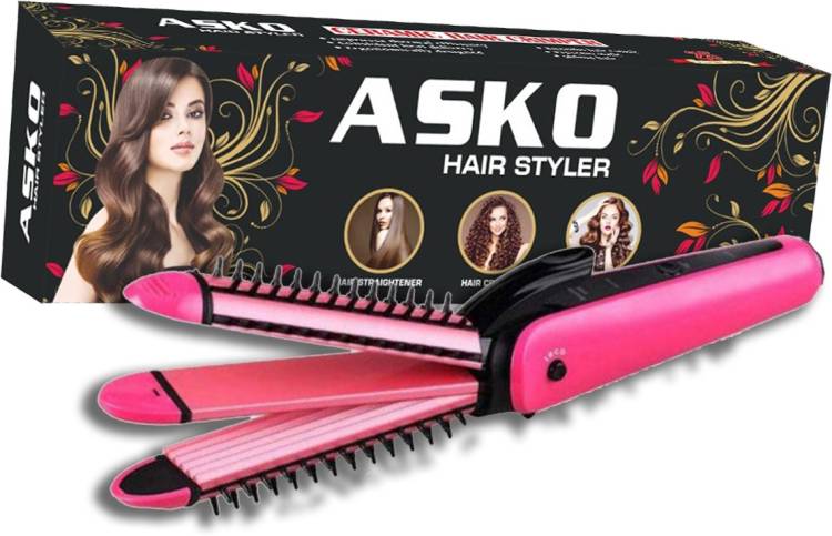 ASKO Professional Hair Crimper, Curler, Straightener Beveled edge for Crimping, Styling and volumizing with Ceramic Technology for gentle and frizz-free Crimping Electric ( Hair Styler) Electric Hair Curler Price in India
