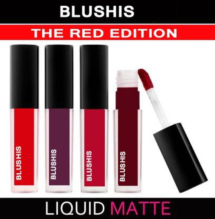 BLUSHIS on Transfer Insta Beauty Waterproof Longlast SensationaL Liquid Matte Mini Lipstick Combo Pack Of 4 Trending shades Price in India