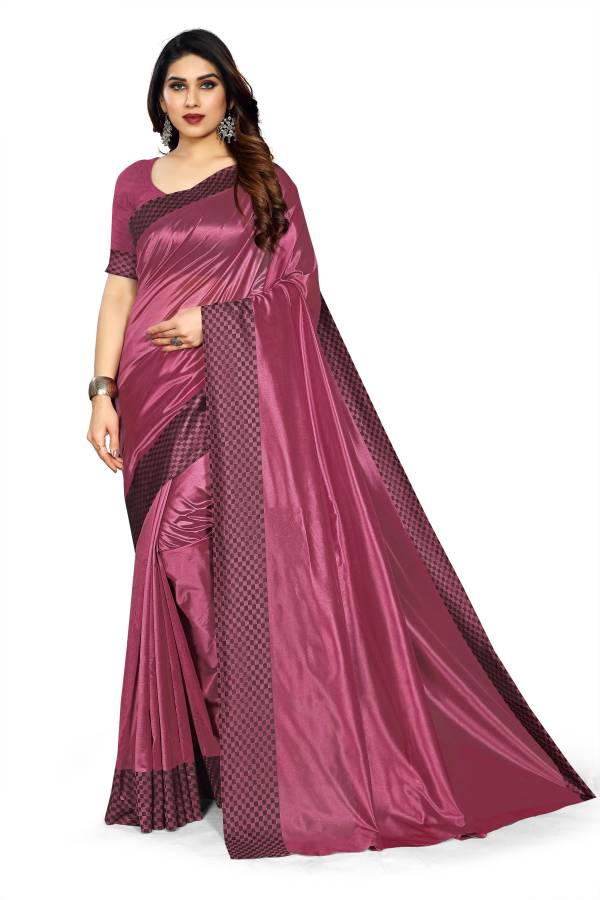 Checkered Daily Wear Cotton Blend, Poly Silk Saree Price in India