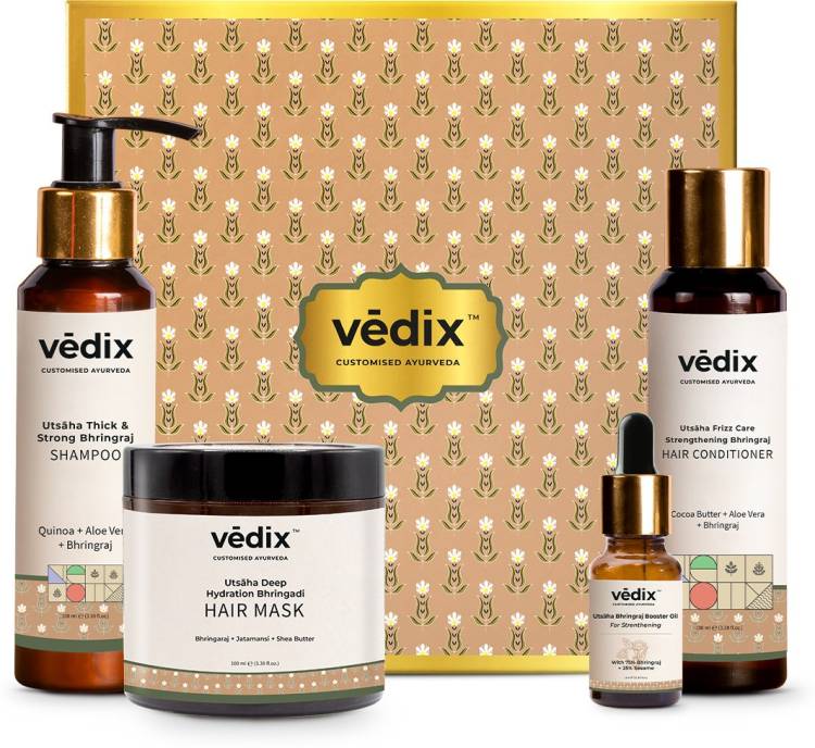 Vedix Ayurvedic Bhringadi Hair Care Kit,Hair Oil,Shampoo,Conditioner,Mask 310ml Price in India