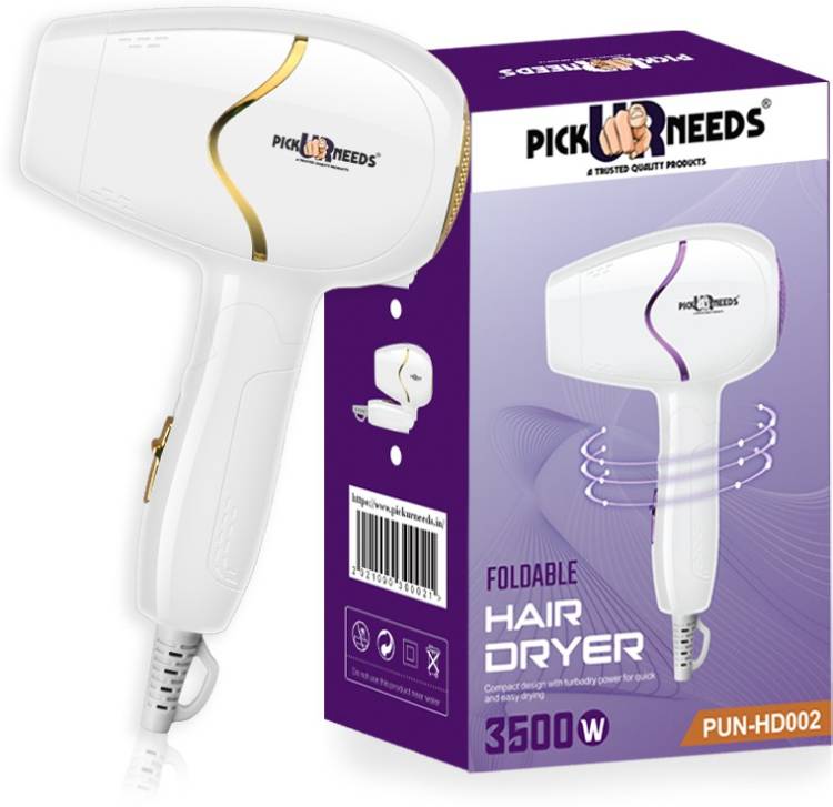 Pick Ur Needs Portable Mini Professional Hair Dryer 3500W with Foldable Handle(Gold) Hair Dryer Price in India
