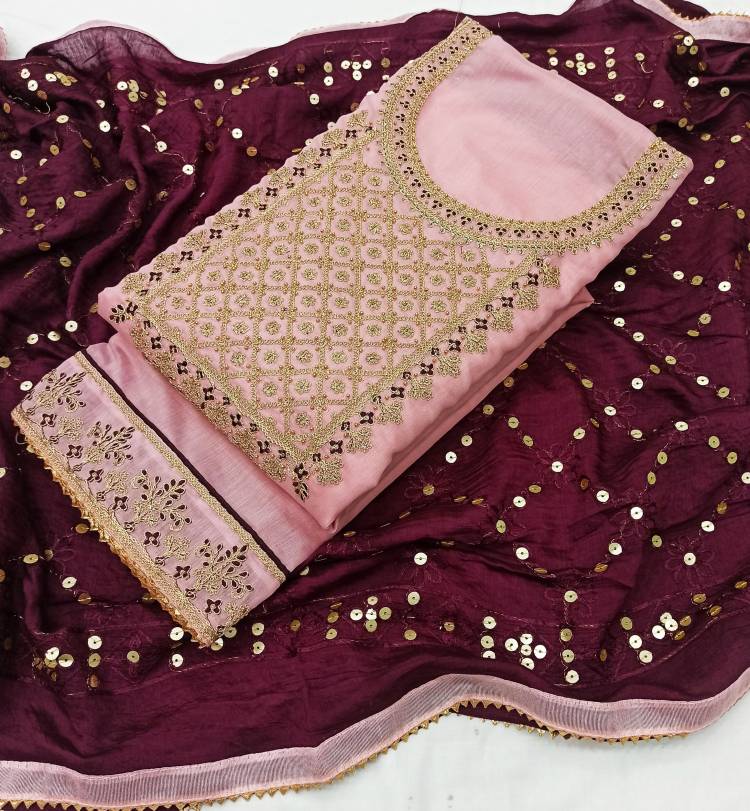 Chanderi Cotton Embroidered Salwar Suit Material Price in India