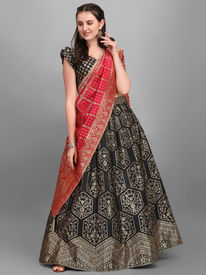 Solid, Embellished Semi Stitched Lehenga Choli Price in India
