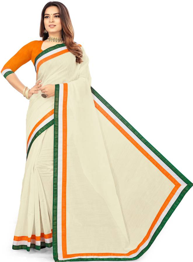 Solid Bollywood Art Silk, Cotton Blend Saree Price in India