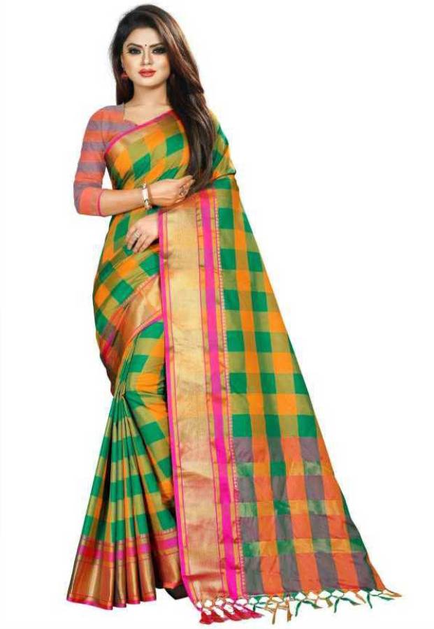 Color Block Handloom Pure Silk Saree Price in India