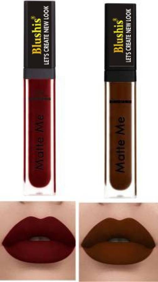 BLUSHIS Super Stay Matte Finish Waterproof Sensational Liquid Lipstick Combo Pack of 2 Price in India