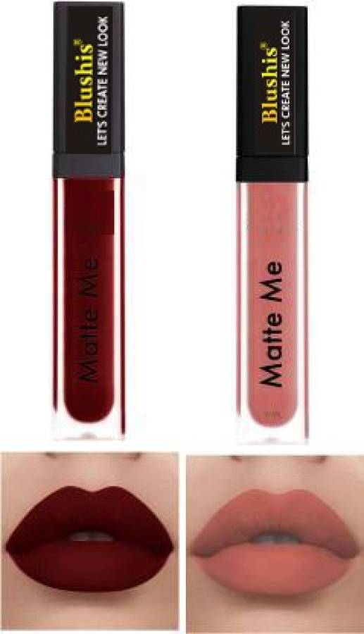 BLUSHIS Super Stay Matte Finish Waterproof Sensational Liquid Lipstick Combo Pack of 2 Price in India