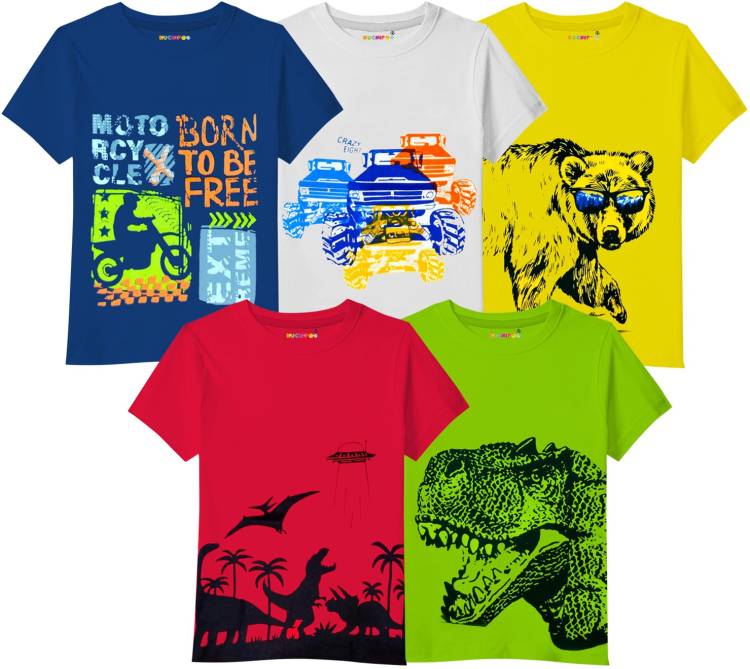 Boys Printed Cotton Blend T Shirt Price in India