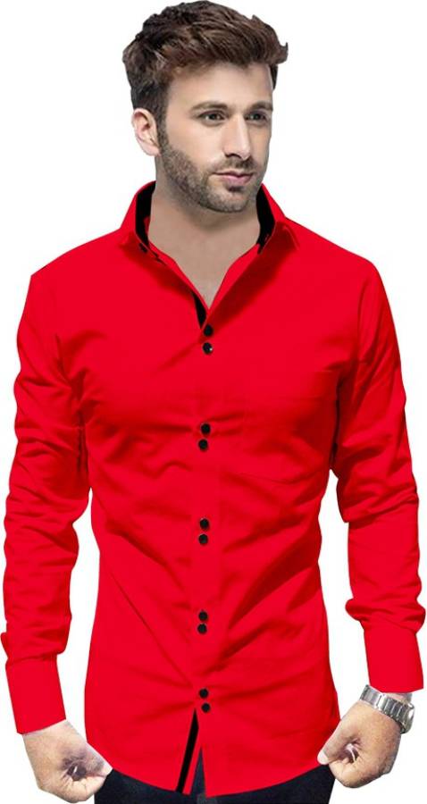 Men Regular Fit Solid Spread Collar Casual Shirt Price in India